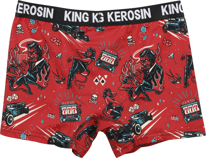 King Kerosin - Rockabilly Boxers - Rockabilly Devil Boxershorts - S tot XXL - voor Mannen - rood