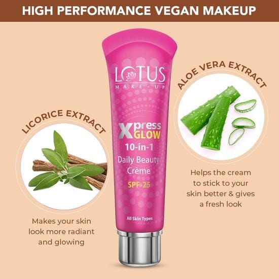 Lotus Herbals Make-up Xpress Glow 10 in 1 SPF 25 Daily Beauty Cream (Royal Pearl, 30g) beige
