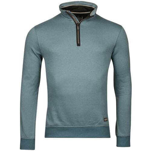 Baileys Trui Sweatshirt Half Zip Uni Color Subtle Honeycomb Texture Steel Blue / male