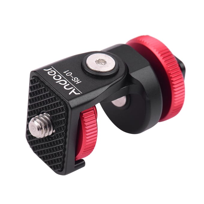 HS-01 Cold Shoe Mount Adapter Beugelhouder Aluminiumlegering met 1/4 Inch Schroef voor LED zwart