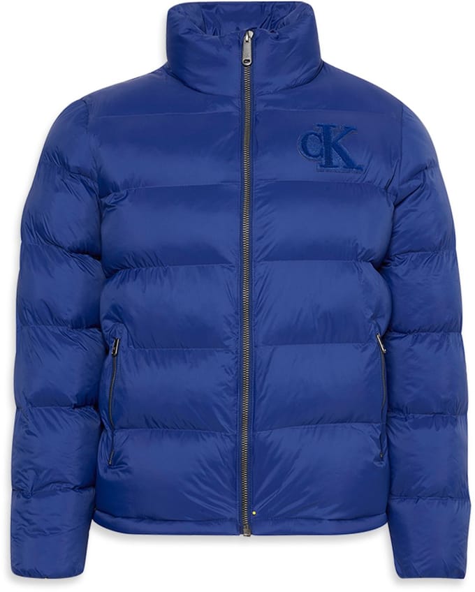 Calvin Klein Jas Ls Nylon Monogram Pu Lv04rd528g Iz4 Bellwether Blue Mannen Maat - S