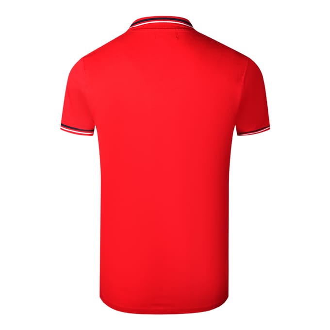 Cavalli Class Dubbel Gestreepte Kraag Witte Logo Rode Poloshirt