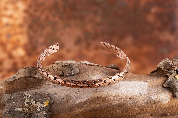 Koperen armband gevlochten 8 mm
