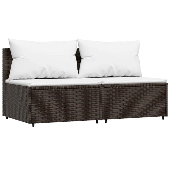 vidaXL - 3-delige - Loungeset - met - kussens - poly - rattan - bruin