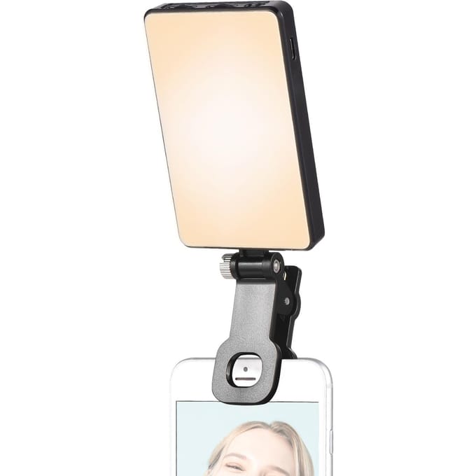 Andoer Pocket LED-videolamp met schermclip Computer Tablet Mobiele telefoon Videoconferentielamp zwart