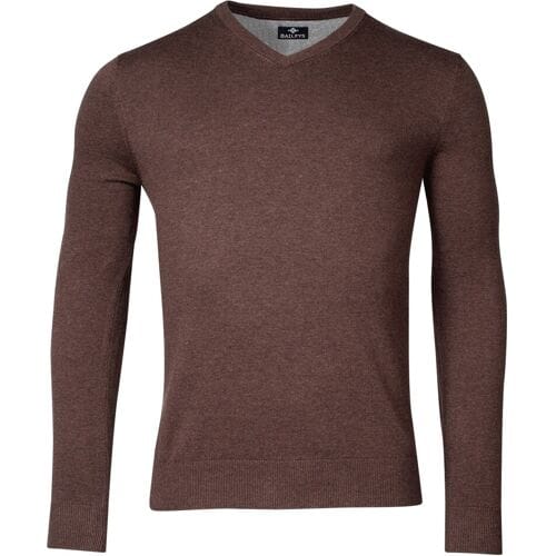 Baileys Trui Cotton Uni V-Neck Single Knit Dark Brown / male
