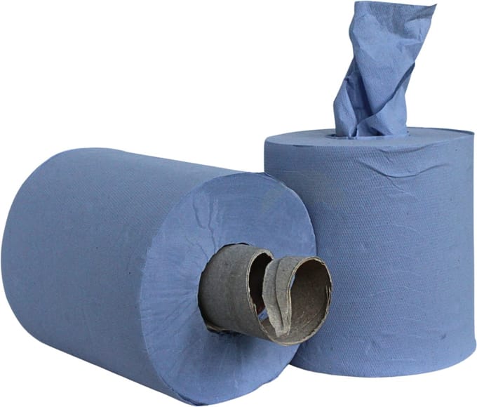 KURTT (2laags) 6 x 150 meter Poetspapier blauw, poetsrollen dispenser geschikt