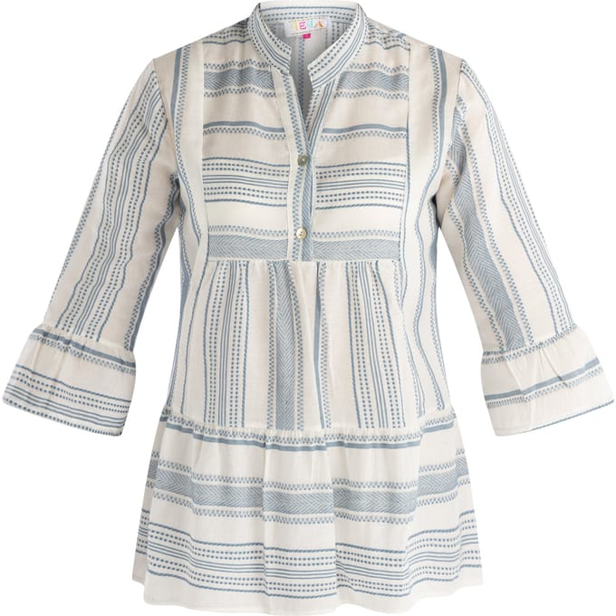 IZIA Overhemd Dames Blauw wol wit