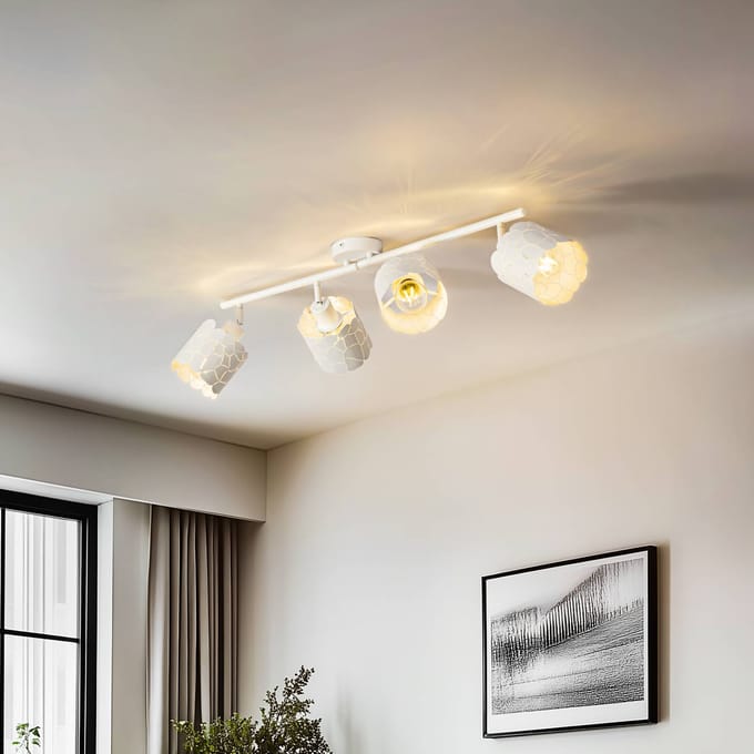 Lindby - plafondlamp - 4lichts - Metaal - H: 25 cm - E27 - wit