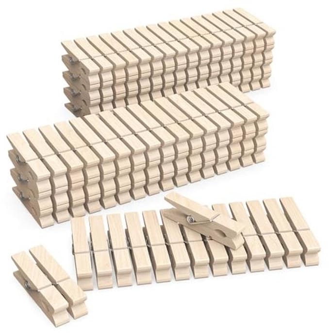 Mini Houten Gekleurde Wasknijpers - 128 Stuks