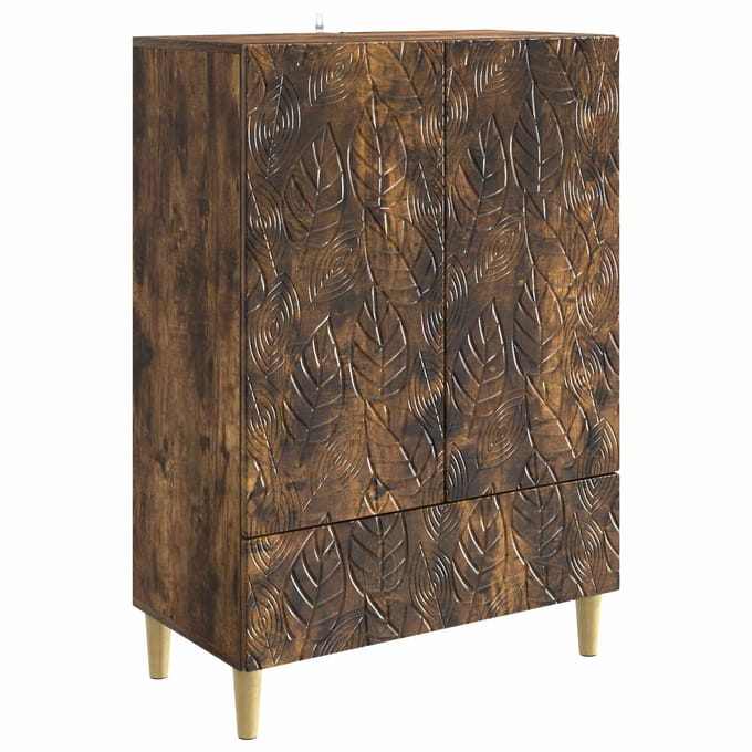 vidaXL - Dressoir - Gerookt - eiken - 66 - x - 34,5 - x - 95 - cm - Bewerkt - hout