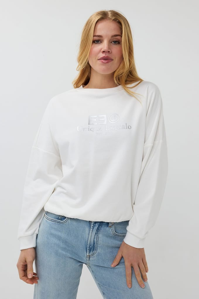 EsQualo Sweater Rubber Print Ee Silver Taglia: S | Maglie a manica lunga Outlet | Donna | Grigio
