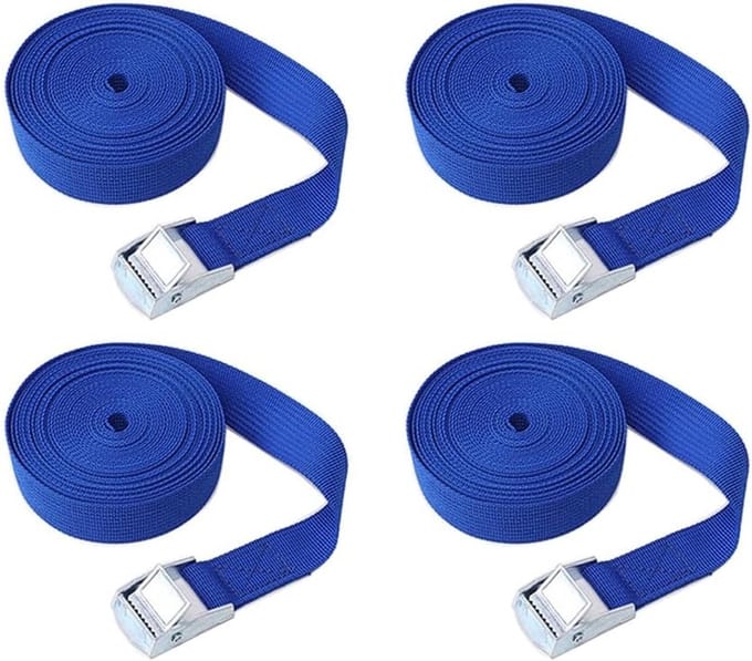 Set van 4 Spanbanden met Ratel - 5 Meter x 25 mm Verstelbare Sjorbanden voor Zware Lasten