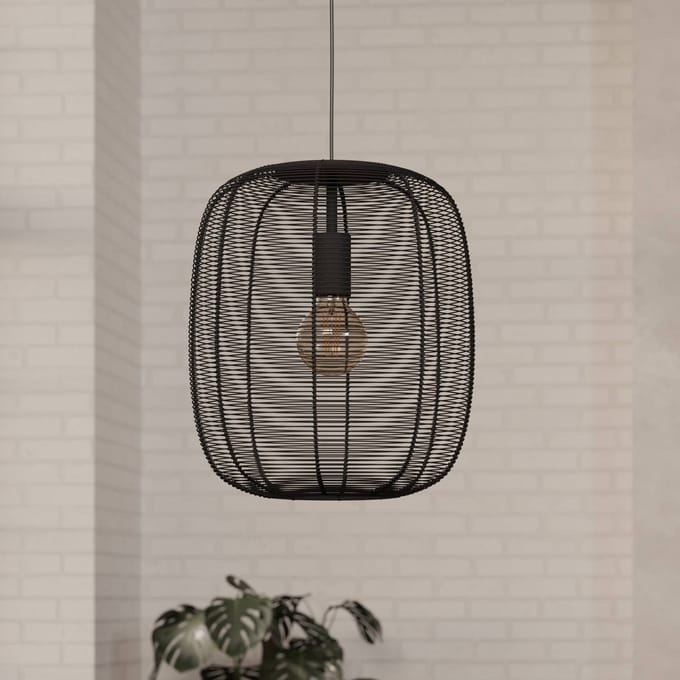 EGLO Rinroe Hanglamp - E27 - Ø 32,5 cm - 1 lichts - Zwart - Staal
