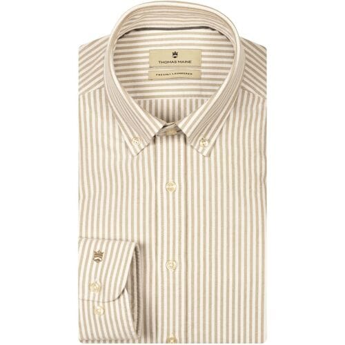 Thomas Maine Overhemd Torino Button-Down Oxford Stripe Zand / male