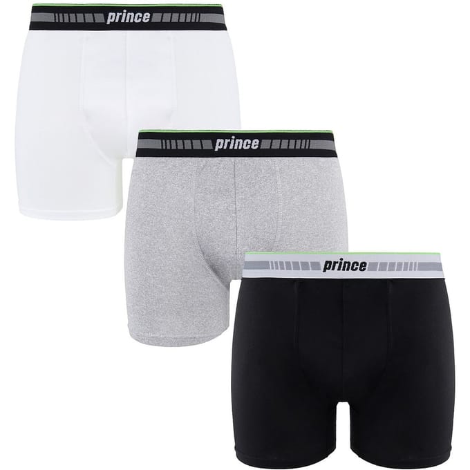 Prince Performance Range 3 Pack Zwart Grijs Wit Heren Boxers MUXPR063
