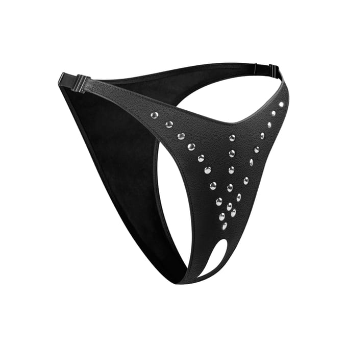 Rimba Bondage Play - Leren Slip Met Open Kruis Versierd Met nieten.