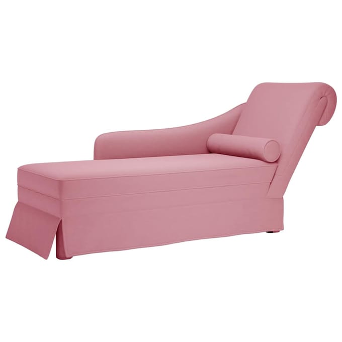 vidaXL - Chaise - longue - met - bolster - en - rechterarmleuning - fluweel - roze