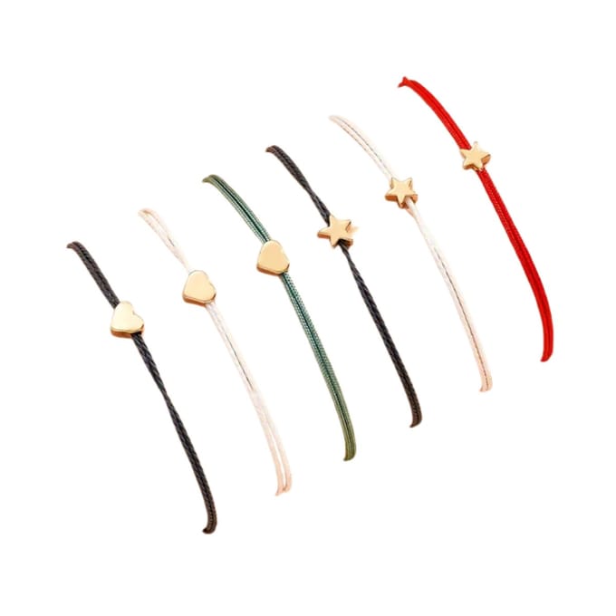 Nivard Armband - Staal - Nep Zilver - Dames - 6 St - Gemengde Kleuren