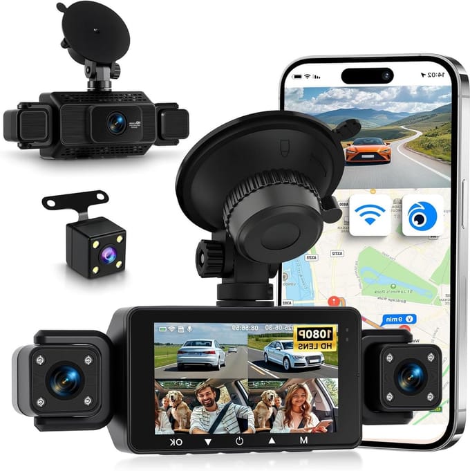 SnelShoppen - 360 Graden 4-Kanaals Dashcam Auto met Wifi Video Opname, Full HD Beeldkwaliteit, Nachtzicht, Beweging Detectie, Ideaal voor Auto en Reis