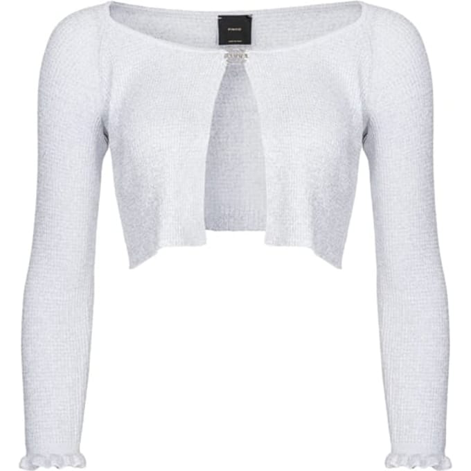 PINKO Bluma Cardigan Costina Lurex Silver Grey Taglia: XS | Cardigan Outlet | Donna | Grigio