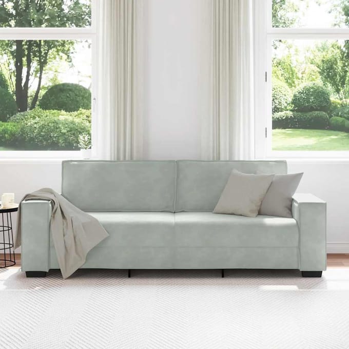 vidaXL - Driezitsbank - 220x78x84 - cm - fluweel - lichtgrijs