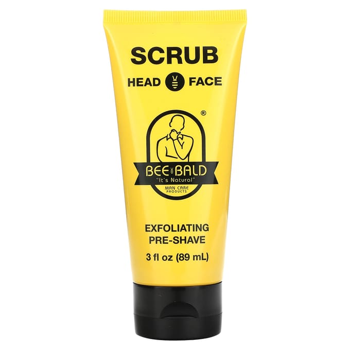 Bee Bald, Scrub, Head and Face, Exfoliating Pre-Shave, 3 fl oz (89 ml) yellow