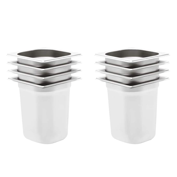 vidaXL - Gastronormbakken - 8 - st - GN - 1/6 - 200 - mm - roestvrij - staal