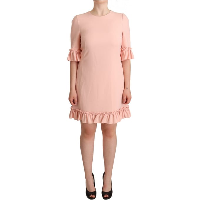 Dolce & Gabbana Dames Roze Rimpel Mouwen Viscose Sheath Jurk