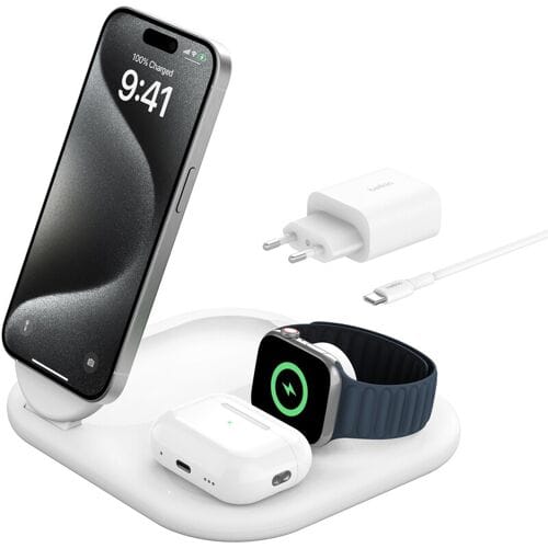 Belkin 3-in-1 Draadloze Lader met Qi2 15W – Magsafe compatibel - Wit