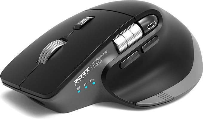 Port Connect Ultimate - Muis - RF-draadloos + Bluetooth - Rechtshandig - 4000 DPI - 6 knoppen - zwart