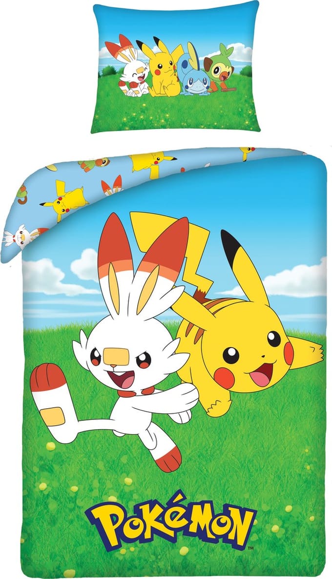 Pokémon Pikachu Dekbedovertrek 140 x 200cm Grote Kussensloop 70x90cm Katoen