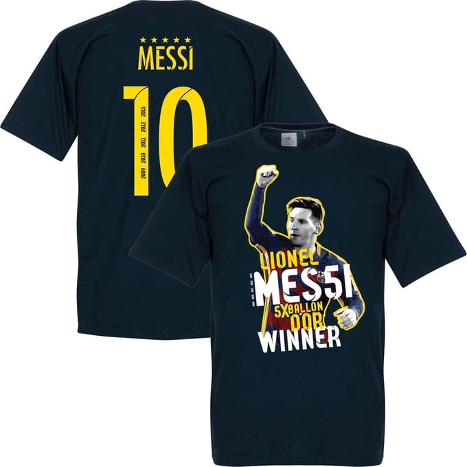 Messi 5 Times Ballon D'Or Winner T-Shirt - M