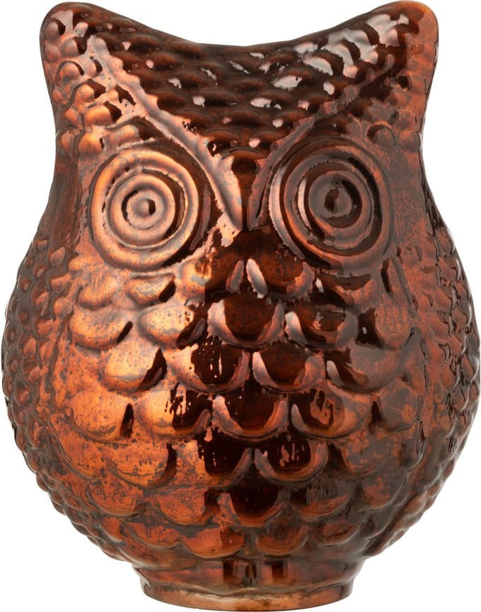 J-Line decoratie Uil - glas - roestbruin