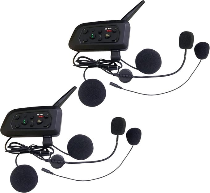 Motorhelm Communicator - Intercom Set - Motorrijders Communicatie - 6-Persoons Koppeling - 1200m Bereik - Zwart