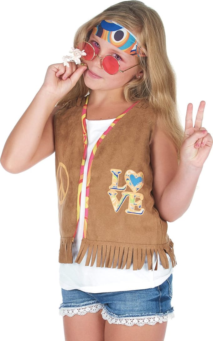 Vegaoo - Bruin jaren 60 hippie gilet voor kinderen