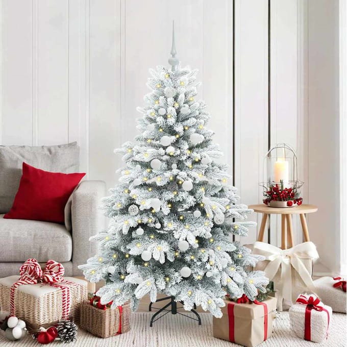 vidaXL - Kunstkerstboom - met - 150 - LED - met - standaard - Wit - 150 - cm - PE - en - PVC