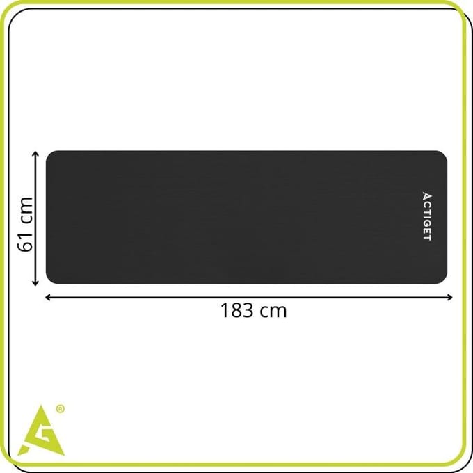 Actiget® Yogamat - Extra Dik - Inclusief Draagriem - 183 x 61x 1 CM - Zwart - TPE