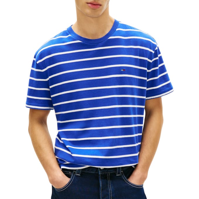 Tommy Hilfiger Regular Stripe Ss Tee Fizzy Blue Stripe Taglia: M | Magliette basic Outlet | Uomo | Blu