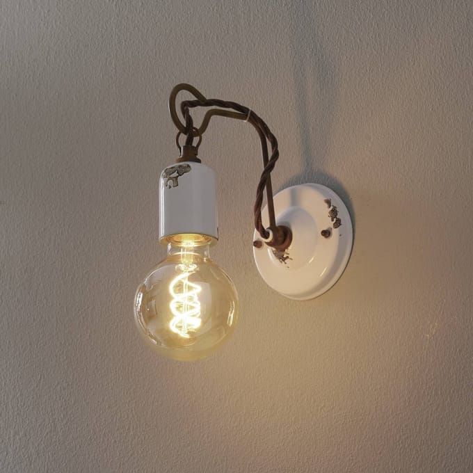 Ferroluce C665 wandlamp in vintage stijl wit