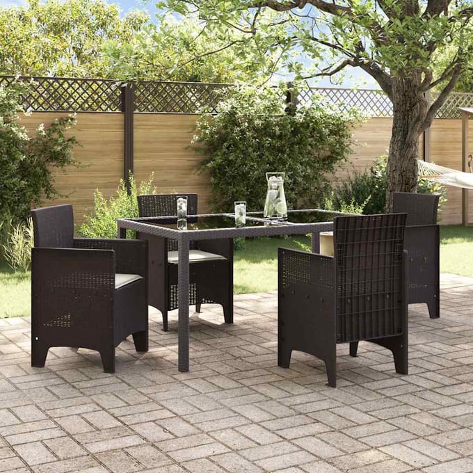 vidaXL Tuinstoel met kussen 4 pcs Bruin 53 x 49 x 85 cm Polypropyleen