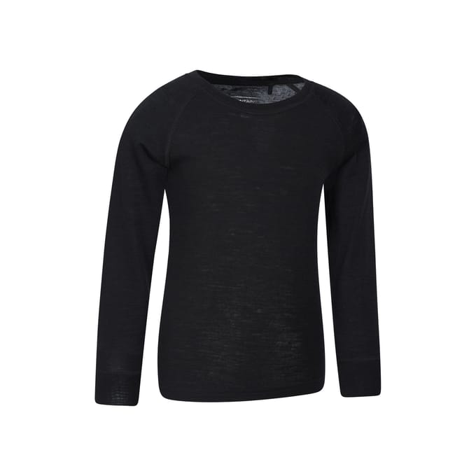 Mountain Warehouse Kinder/Kids Merino II Ronde Hals Base Layer Top (Zwart)