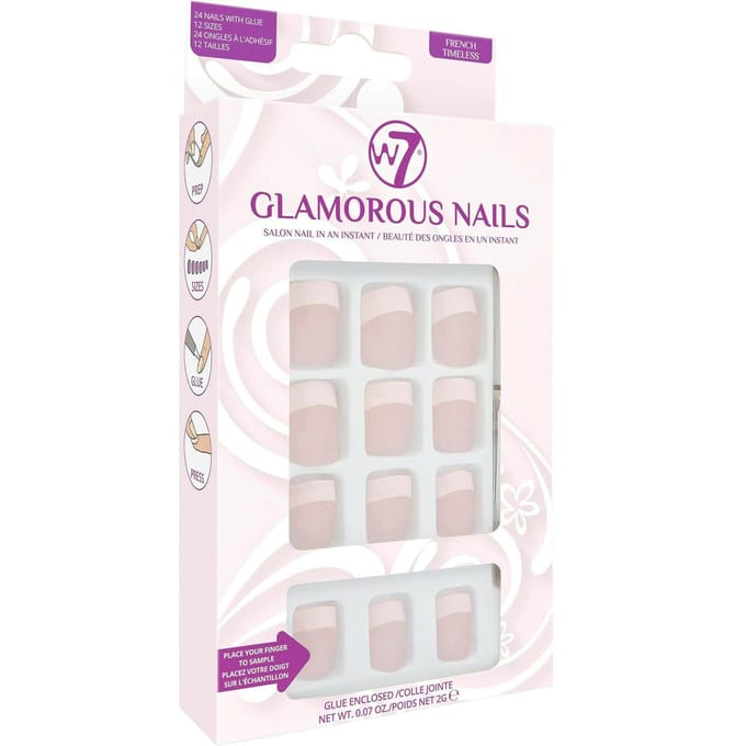 W7 Glamorous Nails Stick On Nails French Timeless 1 st