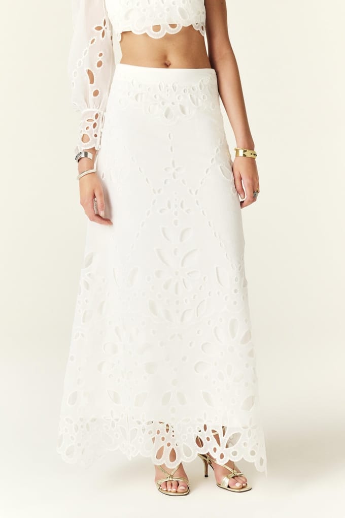 BA&SH Jupe Vadja Blanc Size: 36 | Maxi Skirts Outlet | Dames | Wit
