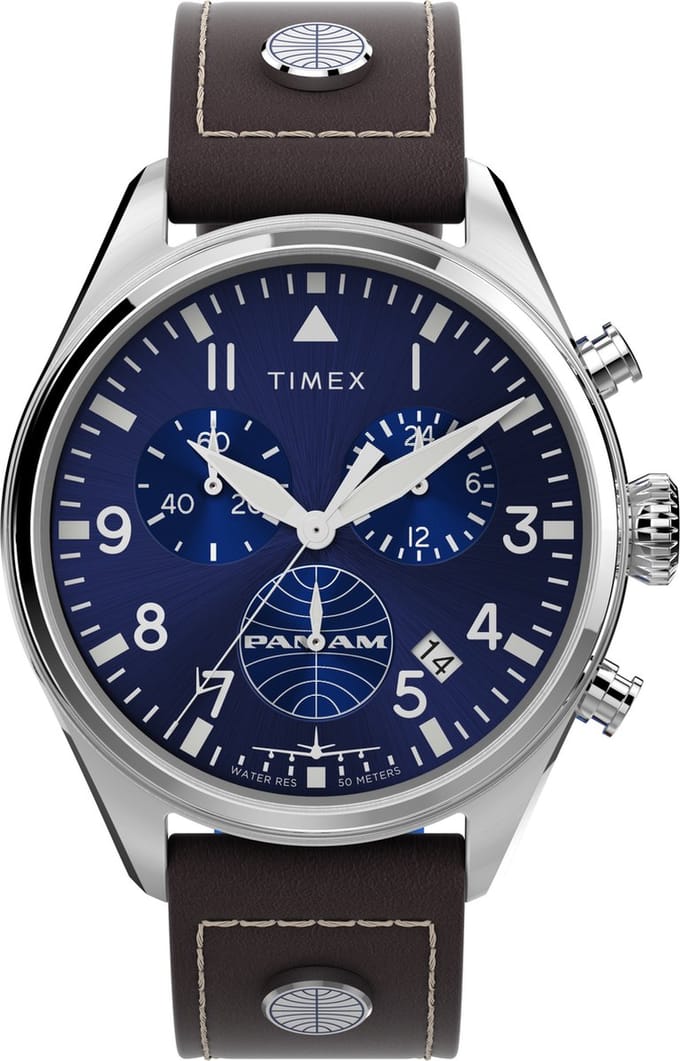 Timex Pan-Am Chrono TWG030000 Horloge - Leer - Bruin - Ø 42 mm