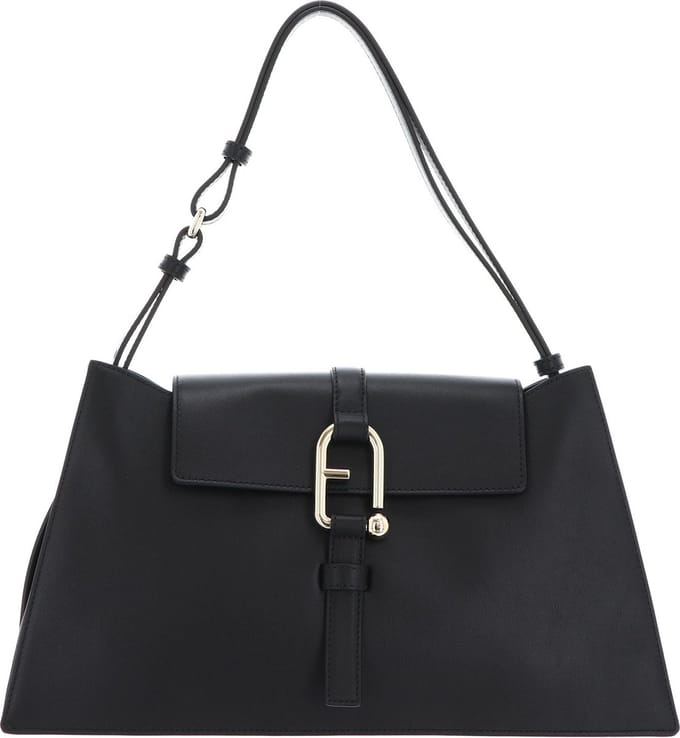 FURLA Leren Schoudertas Nuvola Shoulder Bag Nero Zwart