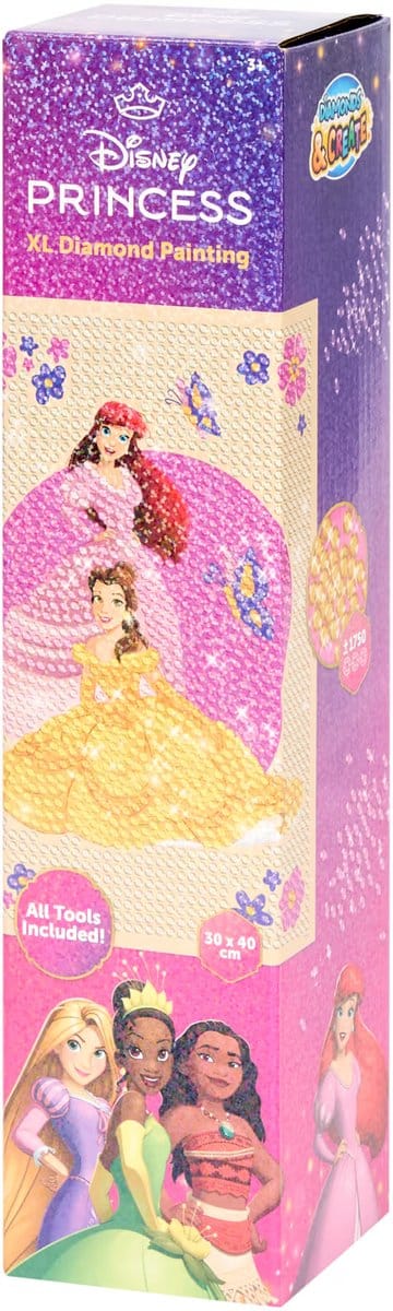 Disney Princess XL diamond painting – 30 x 40 cm – groot knutselcanvas – vanaf 3 jaar – creatief hobbykunst – cadeau