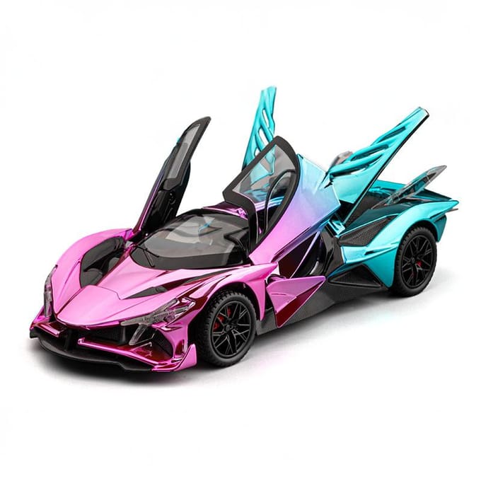 1:24 Apollo Project Evo Gegalvaniseerd Sportwagen Legering Model Diecast Metaal Geluid En Licht Pull Back Kinder Speelgoedauto Vakantie pink