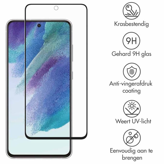 Accezz Screen Protector - Geschikt voor Samsung Galaxy S21 FE - Gehard Glass Full Cover