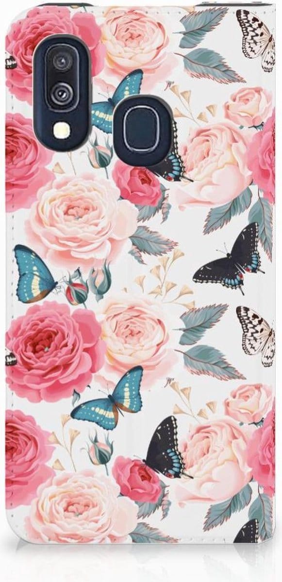 Samsung Galaxy A40 Smart Cover Butterfly Roses